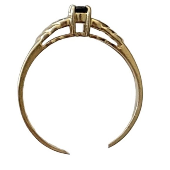 14K Yellow Gold Sapphire Diamond Heart Design Ring, Size 8.75 E942 - Picture 6 of 8